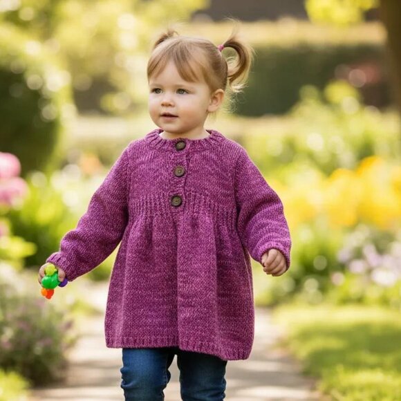 Old Navy Purple-Pink Marled Knit Cardigan 12-18 Months - Picture 1 of 13